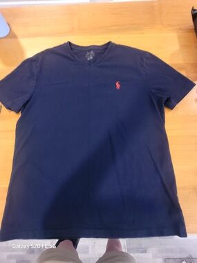 Polo by Ralph Lauren Navy Short-Sleeve V‑Neck Tee with Red Pony